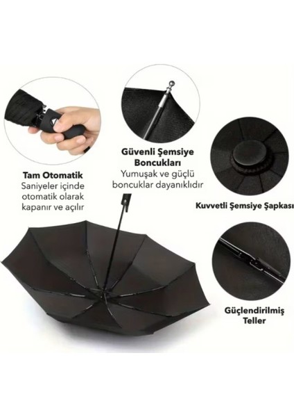 Renkli ve Dayanıklı Kompakt Şemsiye, 8 Teller, Şık Kılıf ile Kolay Taşıma