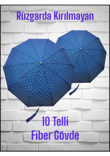 Renkli ve Dayanıklı Otomatik 10 Telli Fiber Gövde Şemsiye