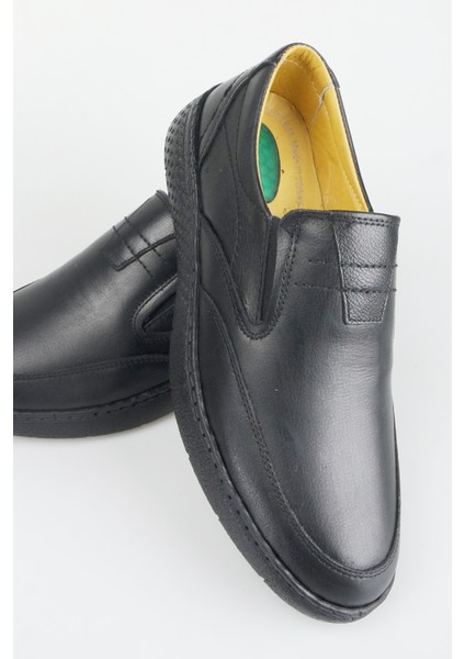 Erkek Hakiki Deri Ultra Rahat Jelli Siyah Günlük Baba Ayakkabısı