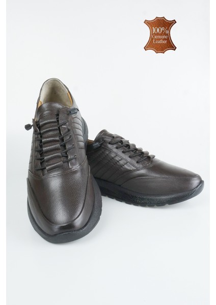 Erkek Hakiki Deri Rahat Hafif Tam Ortopedik Esner Lastik Bağcık Günlük Ayakkabı