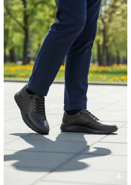 Erkek Hakiki Deri Rahat Hafif Tam Ortopedik Esner Lastik Bağcık Günlük Ayakkabı fırsatları