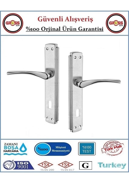 Ahşap İç Oda Kapı Kolu - Mat Nikel - 1 Takım Ön ve Arka