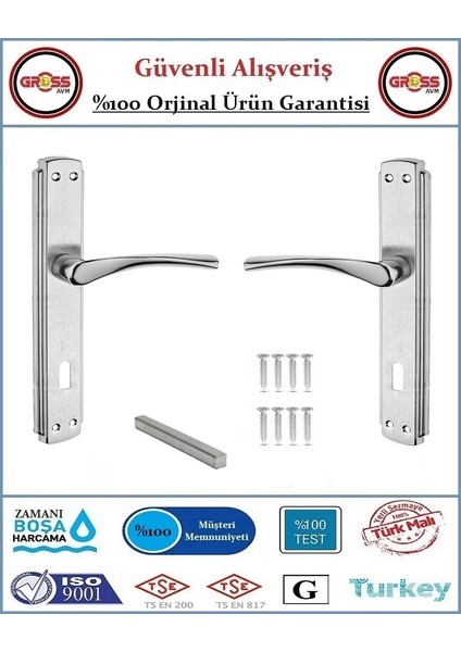 Ahşap İç Oda Kapı Kolu - Mat Nikel - 1 Takım Ön ve Arka fiyatları