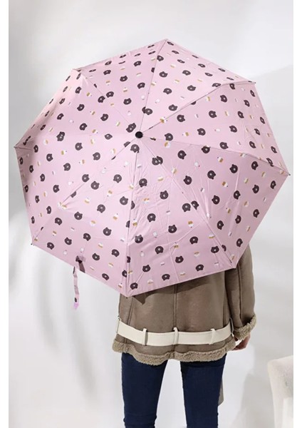 Sevimli Ayıcık Desenli Pembe Otomatik Şemsiye, Dayanıklı ve Şık Tasarım modelleri