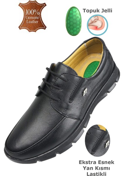 The Dortex FOTER01 Erkek Hakiki Deri Bağcıklı Yumuşak Ortopedik Günlük Baba Ayakkabısı