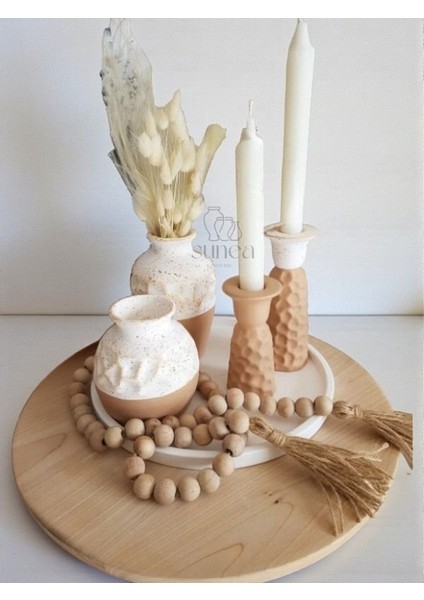 Dekoratif Vazo Şamdan Mumluk Tepsi Set, 5'li Dekoratif Obje Biblo Takım modelleri