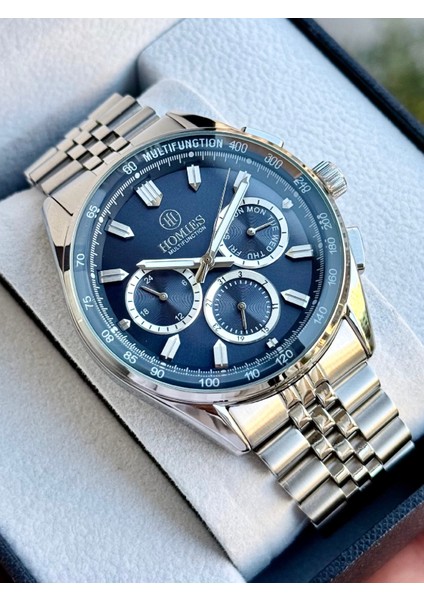 Multifonksiyon Erkek Kol Saati 3 Atm Gümüş Renkfaturalı Bileklik Hediyeli HMSY285GL1