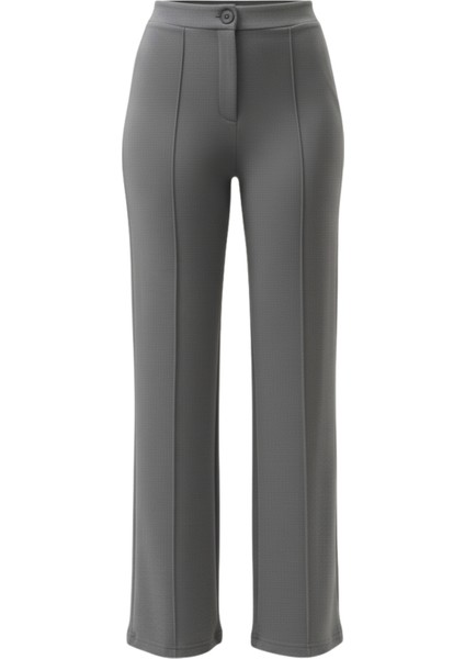 Kadın Yüksek Bel Toparlayıcı Çıma Detaylı Scuba Krep Palazzo Ispanyol Paça Pantolon – Gri fırsatları