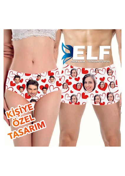 Kişiye Özel Sevgili Çift Boxer + Külot Baskılı