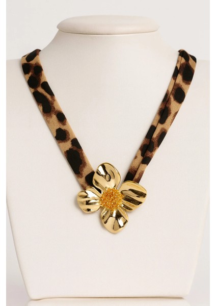 Leopar Kumaş Kolye