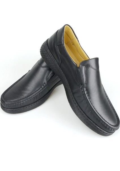 Erkek Hakiki Deri Kenarı Dikişli Jel Taban Ortopedik Baba Ayakkabısı indirimleri