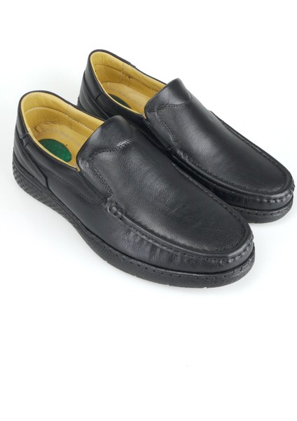 Erkek Hakiki Deri Kenarı Dikişli Jel Taban Ortopedik Baba Ayakkabısı