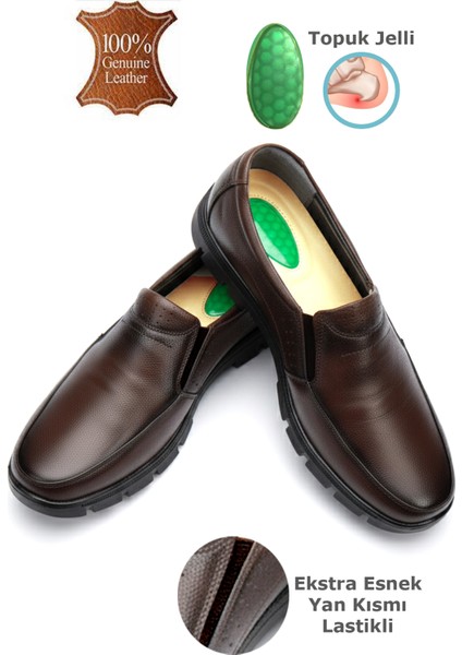 The Dortex FOTER03 Erkek Hakiki Deri Bağsız Yumuşak Ortopedik Günlük Baba Ayakkabısı