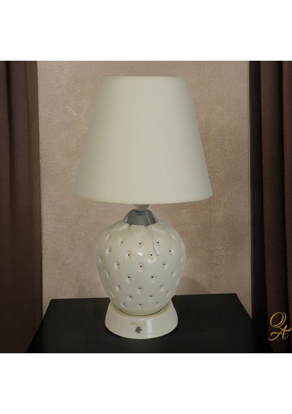 Abajur-Masa ve Gece Lambası-Şeffaf Porselen-Çilek Abajur-Kumaş Şapka-Dokunmatik-Çocuk Odası fırsatları