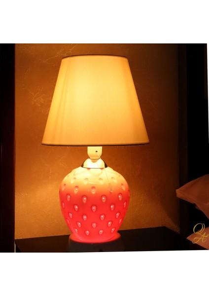 Abajur-Masa ve Gece Lambası-Şeffaf Porselen-Çilek Abajur-Kumaş Şapka-Dokunmatik-Çocuk Odası fiyatları