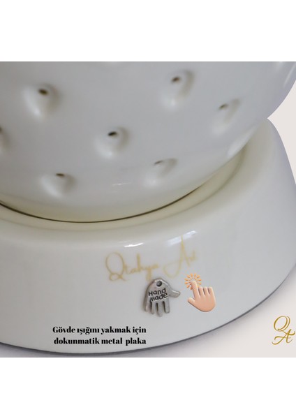 Abajur-Masa ve Gece Lambası-Şeffaf Porselen-Çilek Abajur-Kumaş Şapka-Dokunmatik-Çocuk Odası indirimleri