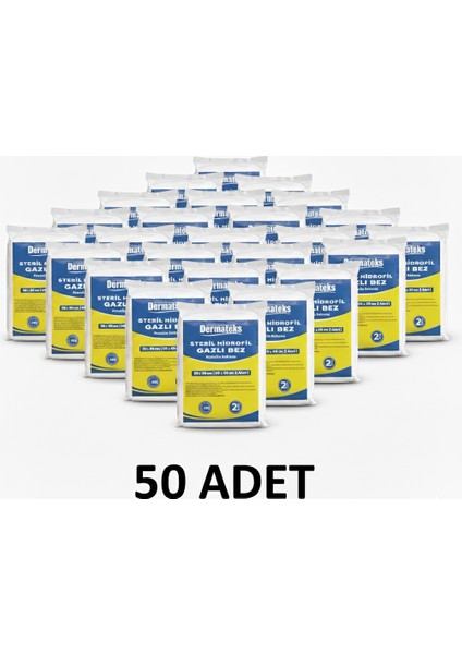 Steril Hidrofil Gazlı Bez 30X80CM (2 Adet 30X40CM) Emici Spanc - 50 Adet