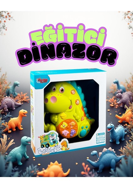 Eğitici Dinazor - Hayvan Sesleri – 4 Farklı Melodi – Işık Efekti – Eğitici Bebek Oyuncağı