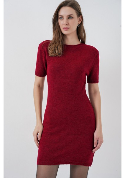 Kadın Bdart Basic Mini Triko Elbise Bordo Kırmızı modelleri