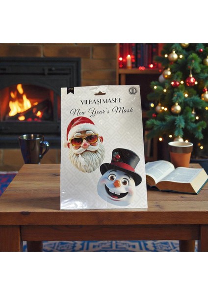 Yılbaşı Maskesi Noel Baba ve Kardan Adam Kağıt Maske