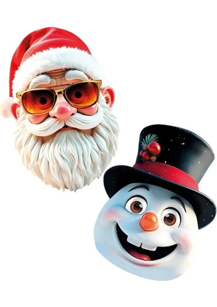 Yılbaşı Maskesi Noel Baba ve Kardan Adam Kağıt Maske fiyatları