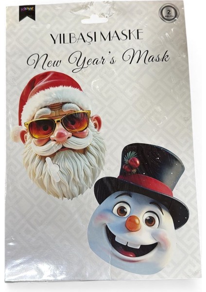 Yılbaşı Maskesi Noel Baba ve Kardan Adam Kağıt Maske