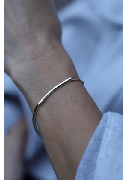 14 Ayar Altın Silindirik Düz Plakalı Bileklik fiyatları