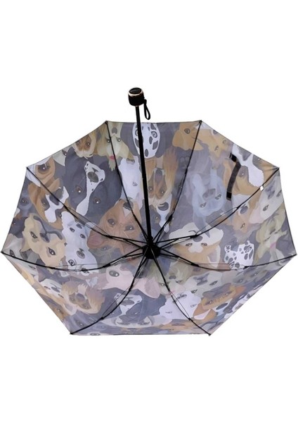 Renkli Köpek Desenli Katlanabilir Rüzgar Dayanıklı 8 Telli Manuel Şemsiye fiyatları