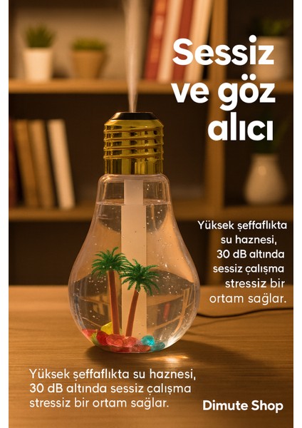 Ampul Şeklinde LED Işıklı Hava Nemlendirici – Buhar Makinesi, Oda Nemlendirici, Gece Lambası fırsatları