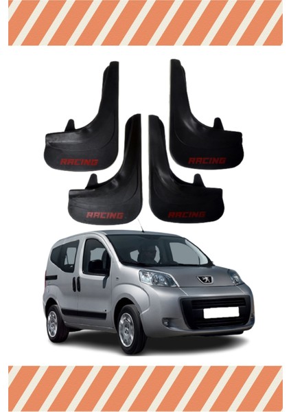 Peugeot Bipper Tepee Racing Yazılı 4'lü Tozluk Çamurluk Paçalık