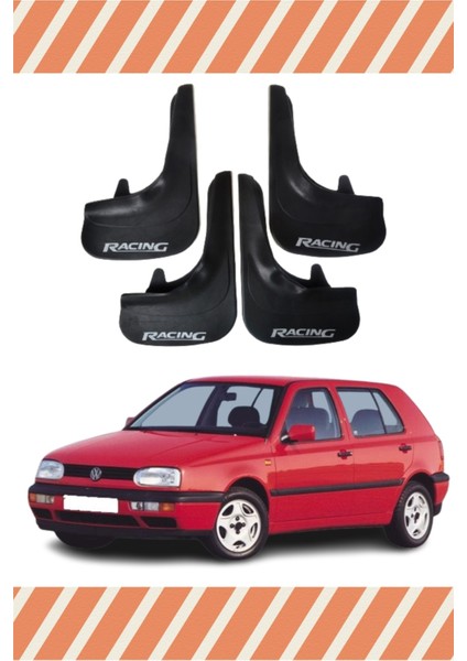Volswagen Golf 3 Tüm Kasalar Racing Yazılı 4'lü Tüm Kasalar Tozluk Çamurluk Paçalık
