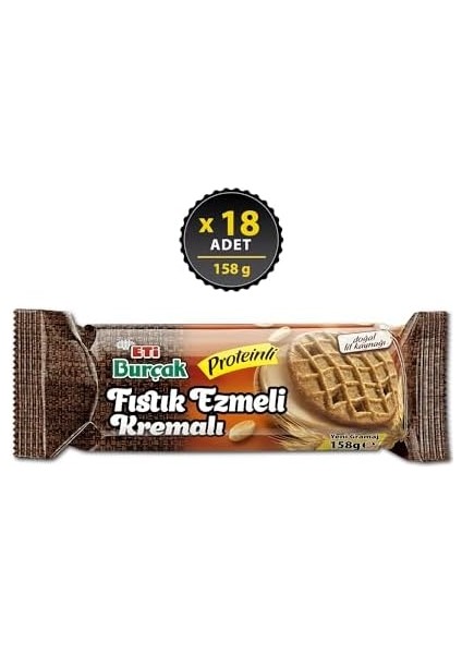 Eti Burçak Fıstık Ezmeli Kremalı Proteinli 158 G x 18 Adet modelleri