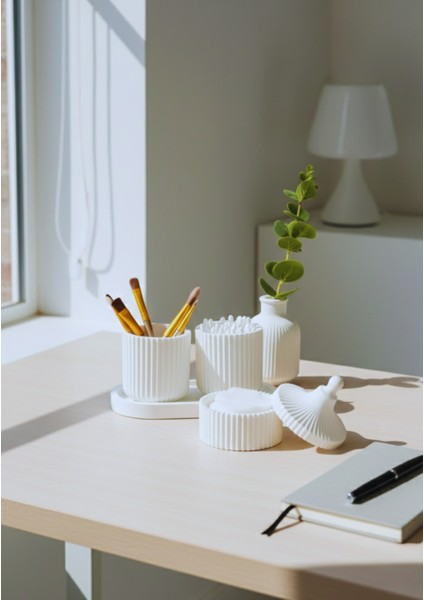 5 Parça Çok Amaçlı Makyaj Organizeri | Makyaj Pamuğu, Kulak Çubuğu, Bohem Banyo Düzenleyici