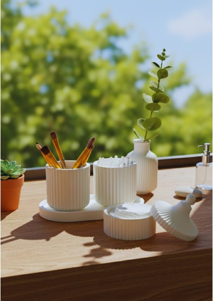 5 Parça Çok Amaçlı Makyaj Organizeri | Makyaj Pamuğu, Kulak Çubuğu, Bohem Banyo Düzenleyici