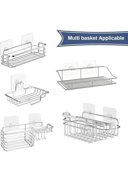 10&apos;lu Su Geçirmez Yapışkanlı Raf Askısı - Duş Köşe Rafı ve Sabunluk Asma Kancası - 2,5 kg Taşıma Kapasiteli Şeffaf Klips - Seramik, Cam, Mermer, Metal Uyumlu - Delmeden Asma Aparatı fiyatları