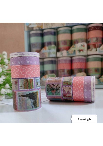 Vintage Washi Tape Bant Baskılı Yapışkanlı Maskeleme Kağıdı Desenli Bant 10'lu - Mor Pul Mektup fiyatları