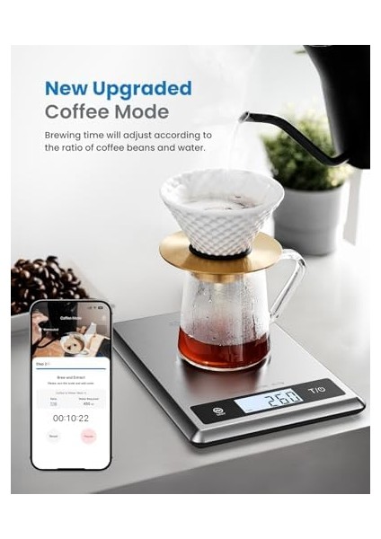 Akıllı Gıda Mutfak Terazisi, Beslenme Hesaplayıcılı Gıda Ağırlık Ölçeği, Gıda Ölçeği Gram ve Kilo Kaybı, Kalori, Makro ve Pişirme Için Ons, Paslanmaz Çelik fiyatları