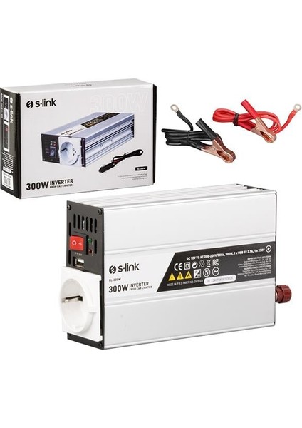 S-Link SL-300W 300W DC12V-AC230V Çakmaktan Inverter