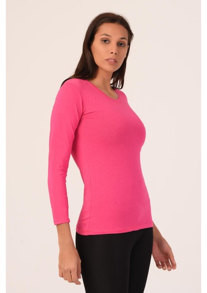 Yuvarlak Yaka Uzun Kollu Pamuklu Fuşya Body fiyatları