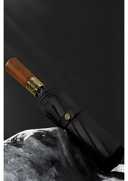 Şık ve Dayanıklı Otomatik Fonksiyonlu Fiber Tel Şemsiye, Siyah Renk.