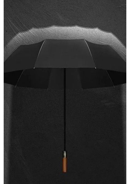 Şık ve Dayanıklı Otomatik Fonksiyonlu Fiber Tel Şemsiye, Siyah Renk.