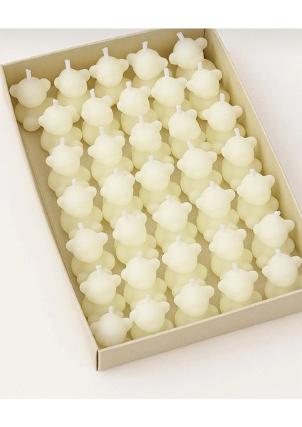 30’lu Mini Ayıcık Şekilli Dekoratif Mum – Beyaz – Kokusu Hafif – Hediyelik ve Süsleme Için Uygun