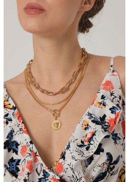 Gold Üçlü Kolye modelleri