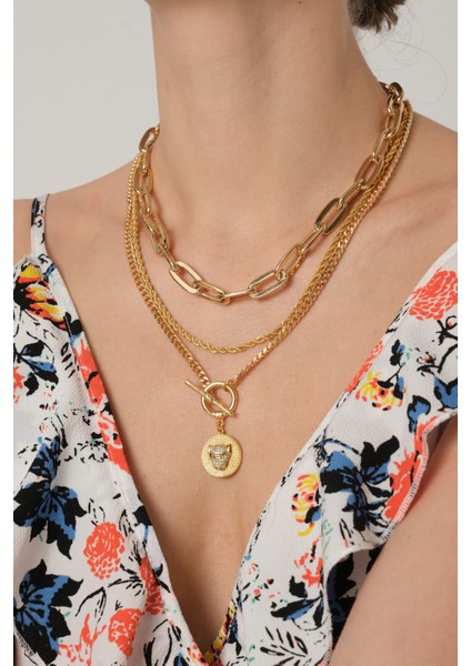 Gold Üçlü Kolye fırsatları