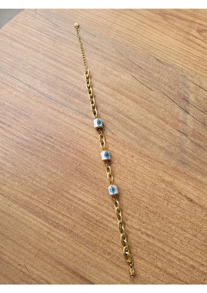 Nazar Boncuklu Paslanmaz Çelik Bileklik