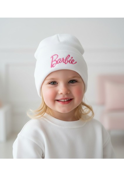 Barbie Desenli Kız Çocuk Katlamalı Bere