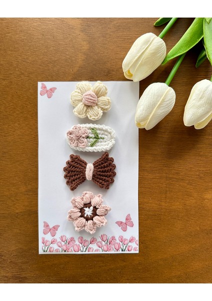 Yenidoğan Bebek Tokası El Emeği Karma 4'lü Set Saçsız Kahve Bebek Toka Seti fiyatları