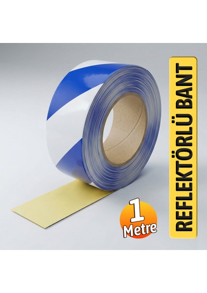 Mavi Beyaz Reflektörlü Bant 5cm x 1m Gece Görünürlüğü Artıran Güçlü Yapışkanlı Güvenlik Uyarı Şeridi fırsatları