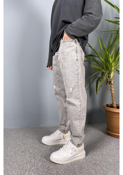 Yırtıklı Gri Jean - Kot Pantolon fırsatları
