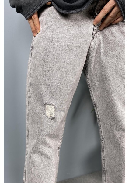 Yırtıklı Gri Jean - Kot Pantolon indirimleri